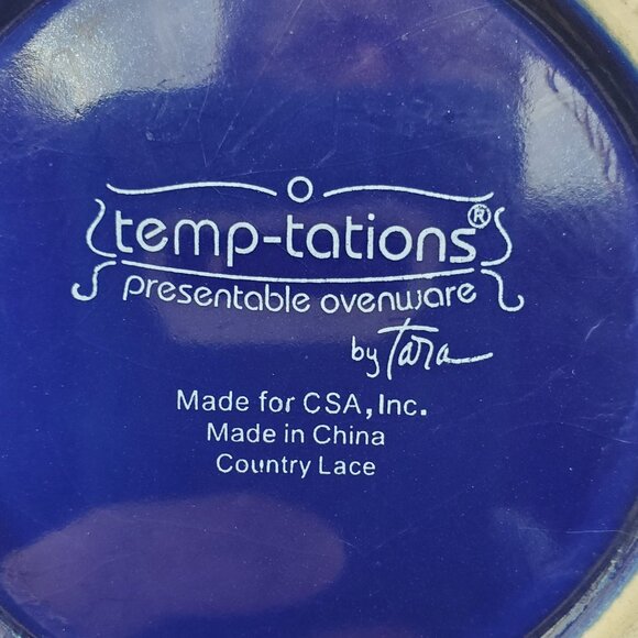 Temp-tations Country Lace Blue Bowl with Spout Small Cobalt Blue Batter Bowl - Picture 5 of 9